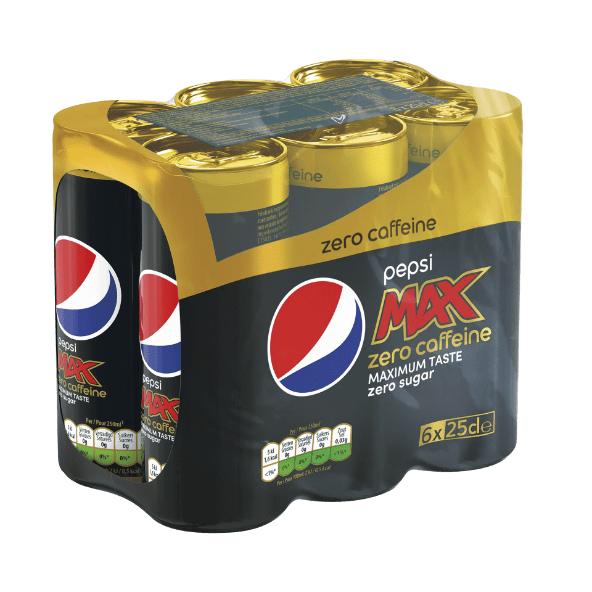 Pepsi Max zero caffeine, pack de 6