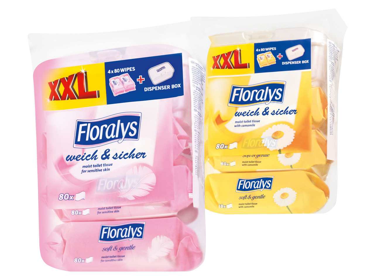 FLORALYS Feuchtes Toilettenpapier mit Box 4x 80 Stk.