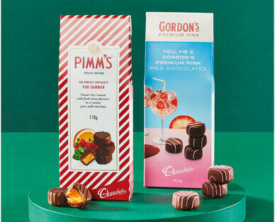 Pimm's or Gordon's Pink Gin Milk Chocolates 110g