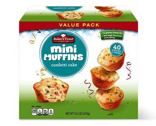 Baker's Treat Mini Muffin Value Pack Chocolate Chip or Confetti Cake ...