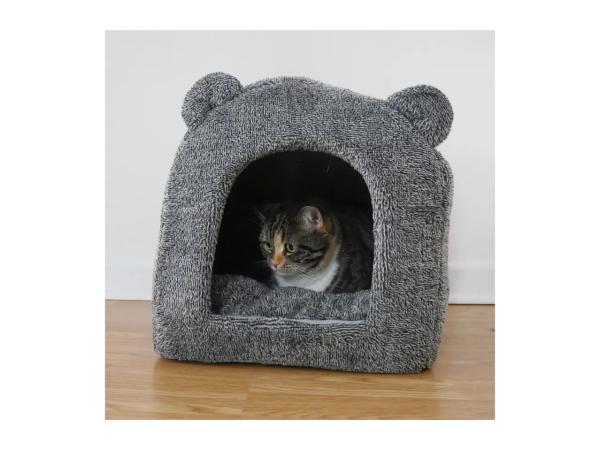 Grey Teddy Cat Bed