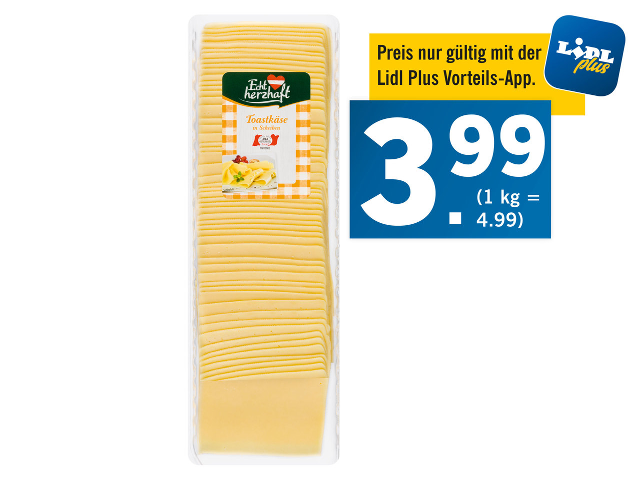 ECHT HERZHAFT Toastkäse in Scheiben