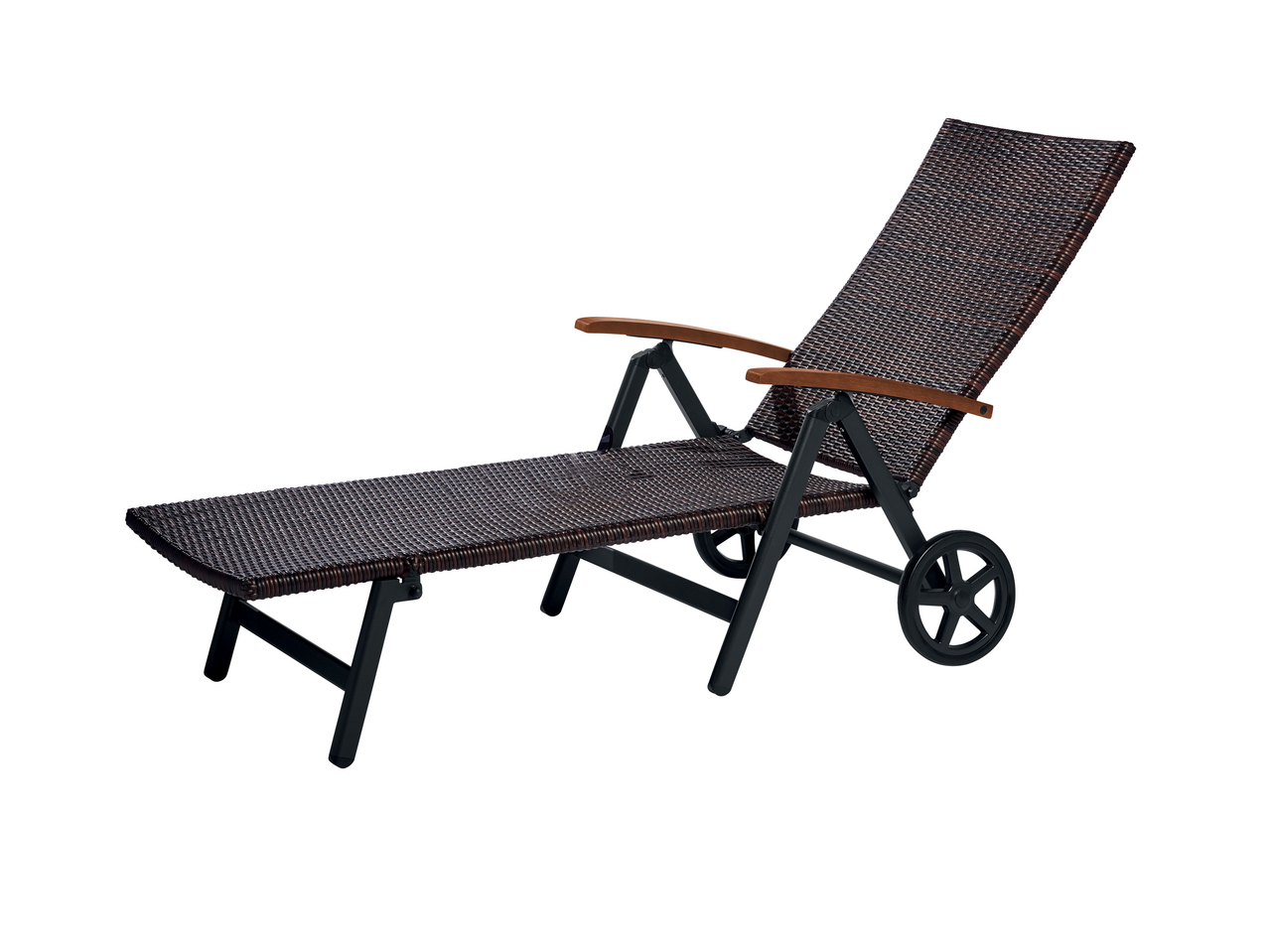 Rattan Sunlounger with Wheels