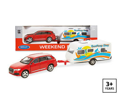 Assorted Die Cast Cars with Trailer