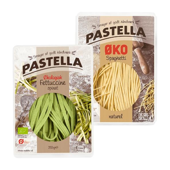 Økologisk fettuccine med spinat eller spaghetti naturel