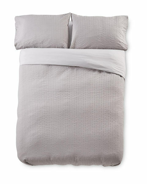 Double Grey Stripe Cotton Duvet Set