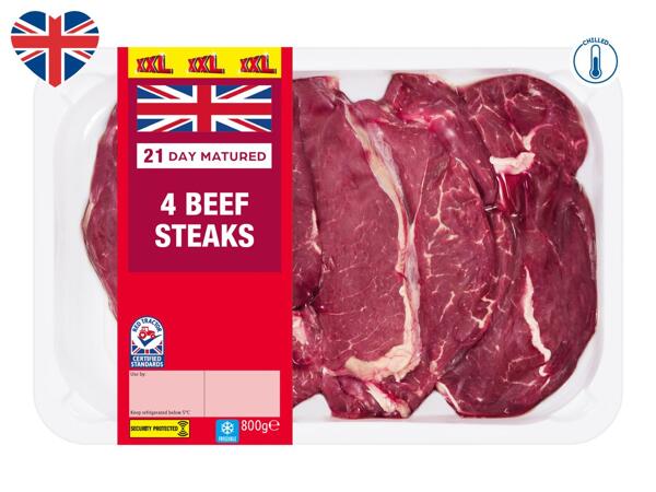 4 XXL 21-Day Matured British Beef Steaks