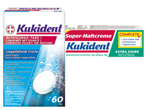 KUKIDENT Reinigungs-Tabs oder Super-Haftcreme