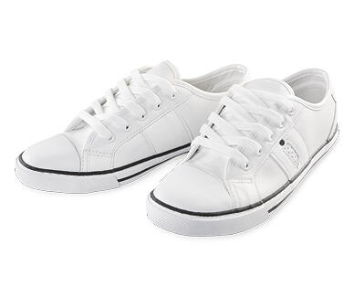 Women's White & Navy Trim Casual Shoes
