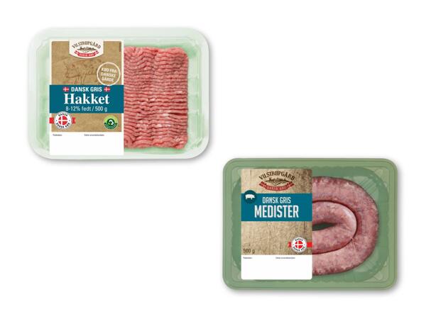 Hakket dansk grise­kød eller medister