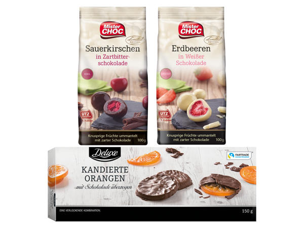 MISTER CHOC/DELUXE Knusprige Früchte oder kandierte Orangen