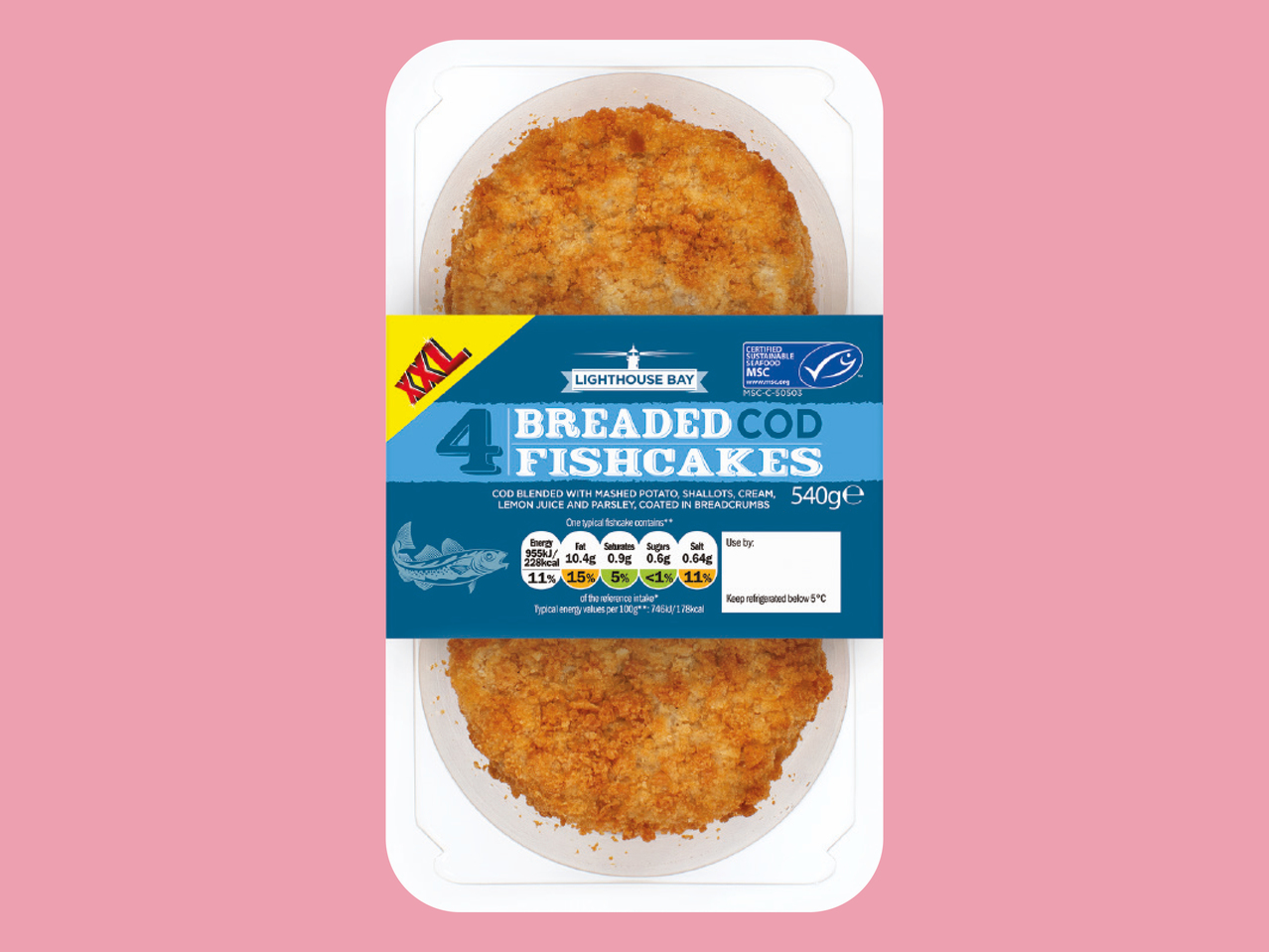 Lighthouse Bay XXL 4 Breaded MSC Cod Fishcakes1