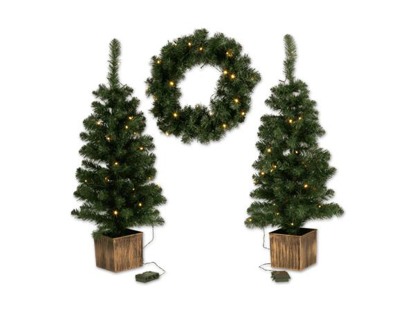 LED-Christbaum-Adventkranz-Set, 3-teilig