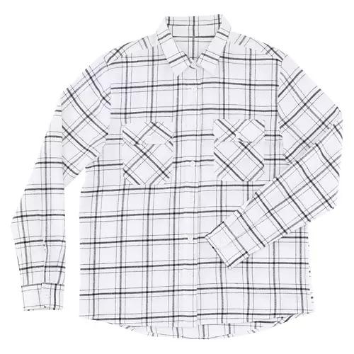 Ladies Flannel Shirt - White, XL