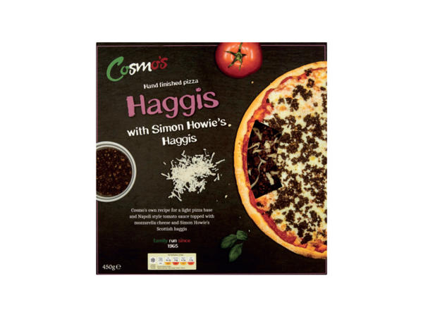 Cosmo's Hand Finished Haggis Pizza
