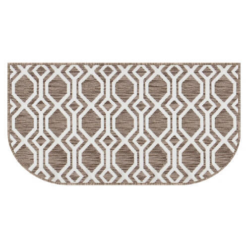 20" x 38" Slice Shaped Kitchen Rug - Tan Geometric