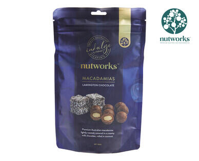 Nutworks Salted Caramel Chocolate or Lamington Milk Chocolate Coated Macadamias 200g