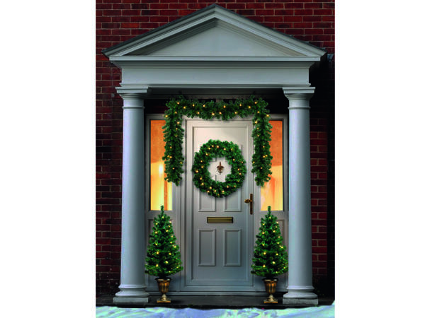 LED 2x 90cm Trees Garland and Wreath Set