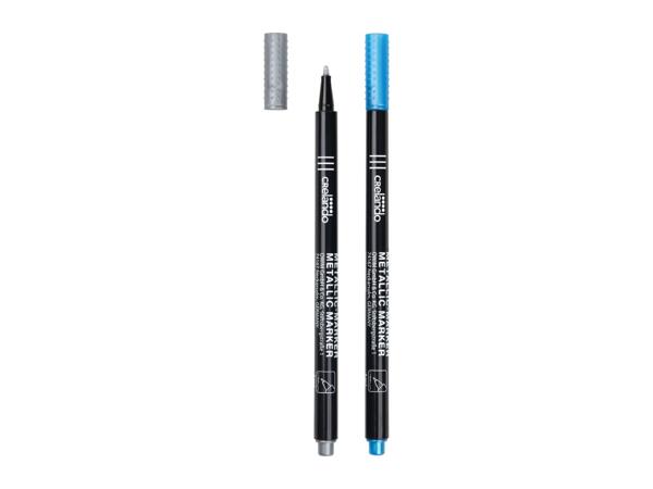 Crelando Blue & Silver Metallic Marker Pens - 2 Pack