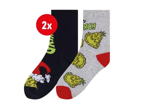 Kids' socks, 2 pairs "Grinch"