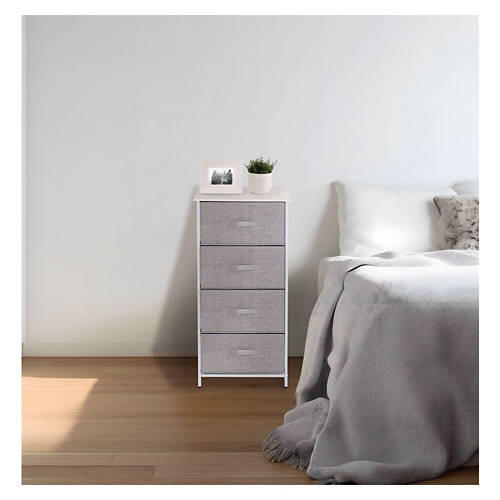 White with 4 Gray Drawers Tower Organizer
