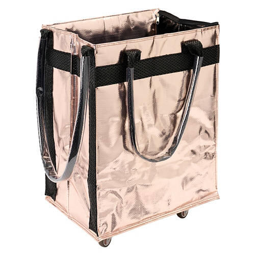 Foldable Rolling Tote - Rose Gold Metallic