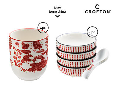 Assorted Asian Inspired Tableware - Cups, Serving Plates or Spoons and Dipping Bowls Set