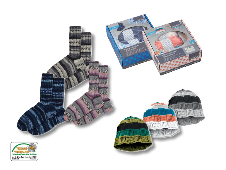 Socken-Strick-/Mützen-Häkel-Set