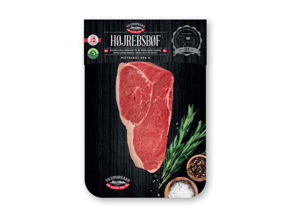 Dansk højrebsbøf, frokostbøffer eller ribeye steak