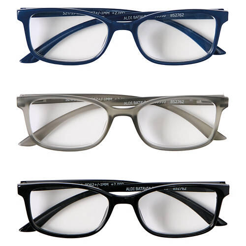 3 Pack Men's Reading Glasses - Black/Blue/Grey, 1.5