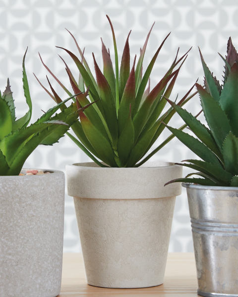 Artificial Agave Plant Cream Pot