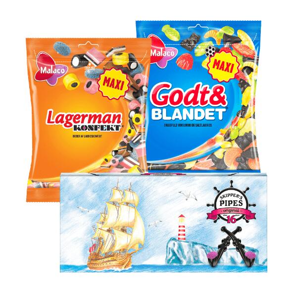 Lagerman Konfekt, Godt & Blandet eller Skippers Pipes
