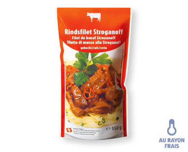 Filet de bœuf Stroganoff de viande suisse