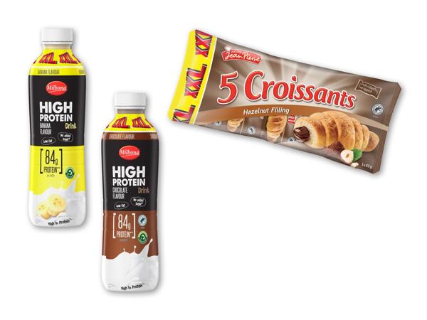 High Protein drik eller nødde-nougat-croissant