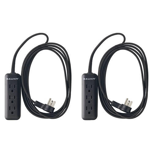 3 Pack Mini Fabric Power Outlets, Black