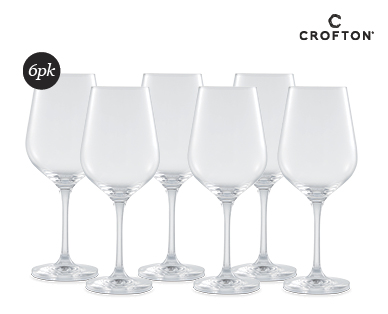 CRYSTAL WHITE WINE GLASSES 6PK