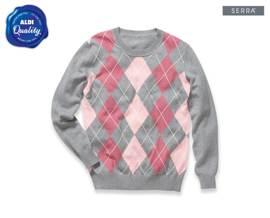 LADIES ARGYLE PULLOVER OR CARDIGAN