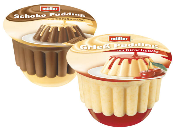 Müller Pudding mit Soße