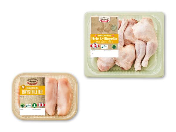 VILSTRUPGÅRD Dansk kyllingebrystfilet eller hele lår med ryg