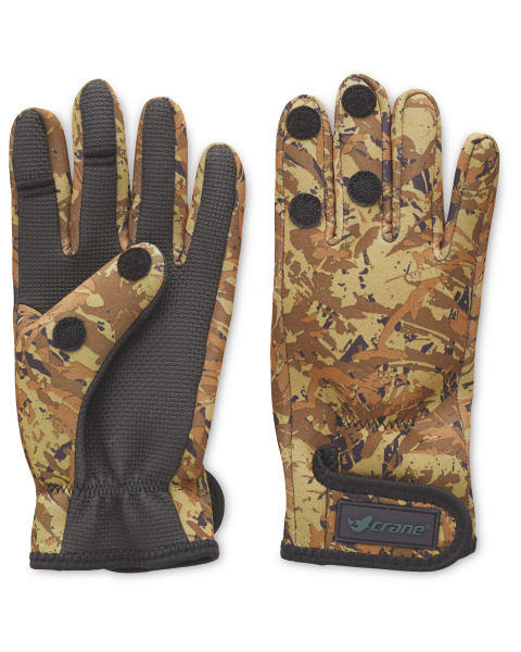 Crane Two Fold Camo Fishing Gloves