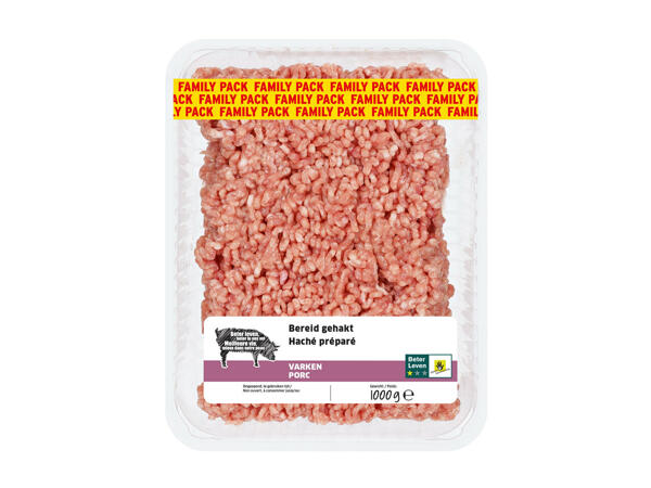 Haché de porc préparé
