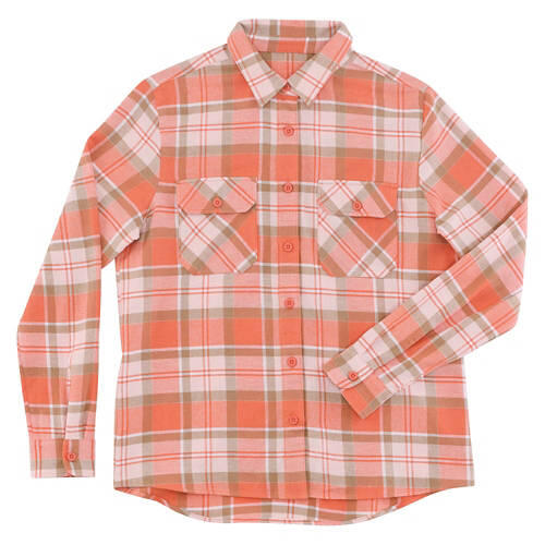 Ladies Flannel Shirt - Coral, L