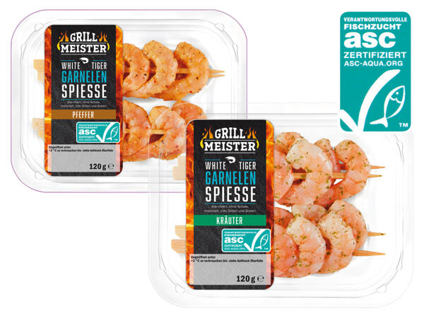 Frische White Tiger Garnelenspieße
