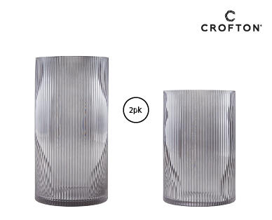 Ribbed Glass Vase 2pk