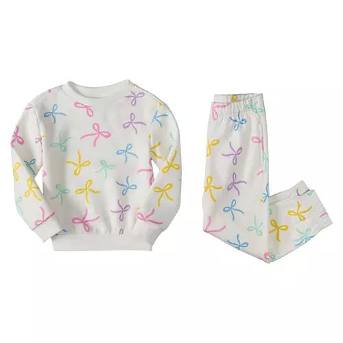 Children's Sweat Set - White Bows, XS