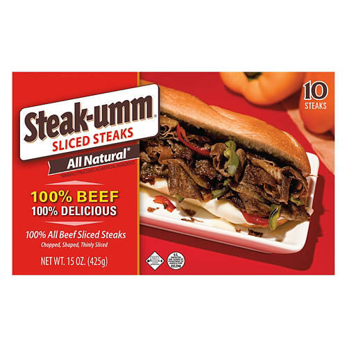100% All Beef Sliced Steaks, 15 oz
