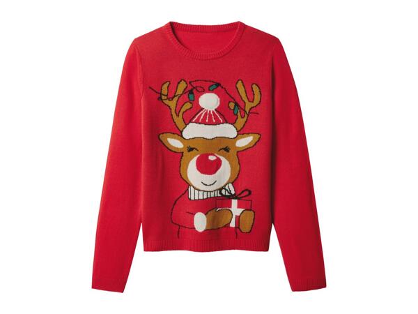 Esmara Older Kids' Red Premium Christmas Jumper With Lights