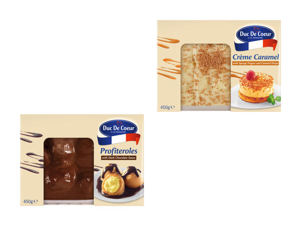 Profiteroles/crème caramel