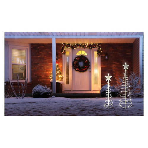 2 Piece Holiday LED Spiral Tree - White