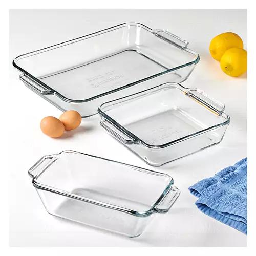 3 Piece Glass Baking Dish Set - Square 5 Qt, 1.5 Qt, & 8"